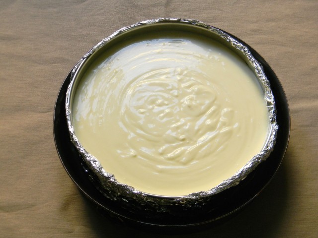 La cheesecake è in teglia