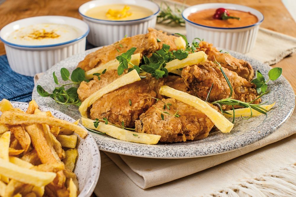 Fried chicken con salse