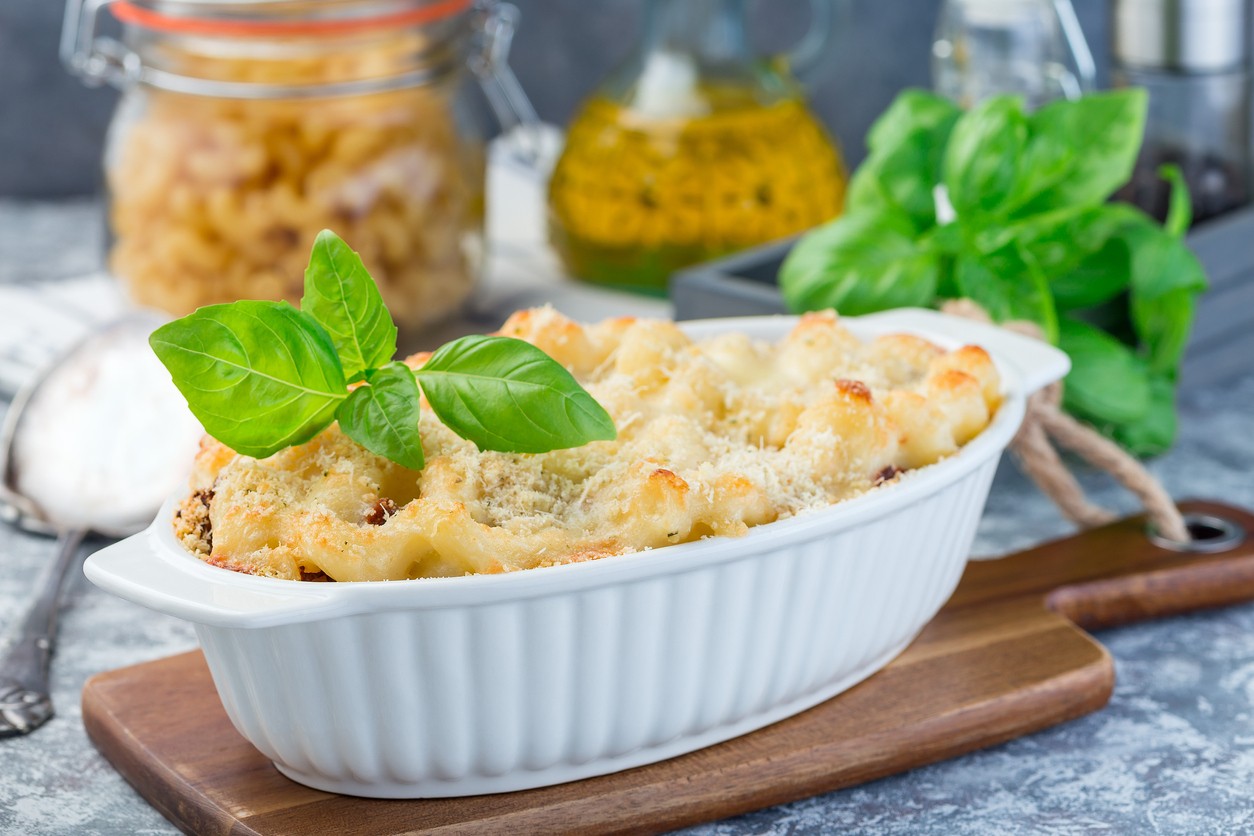 Pasta e pesto al forno